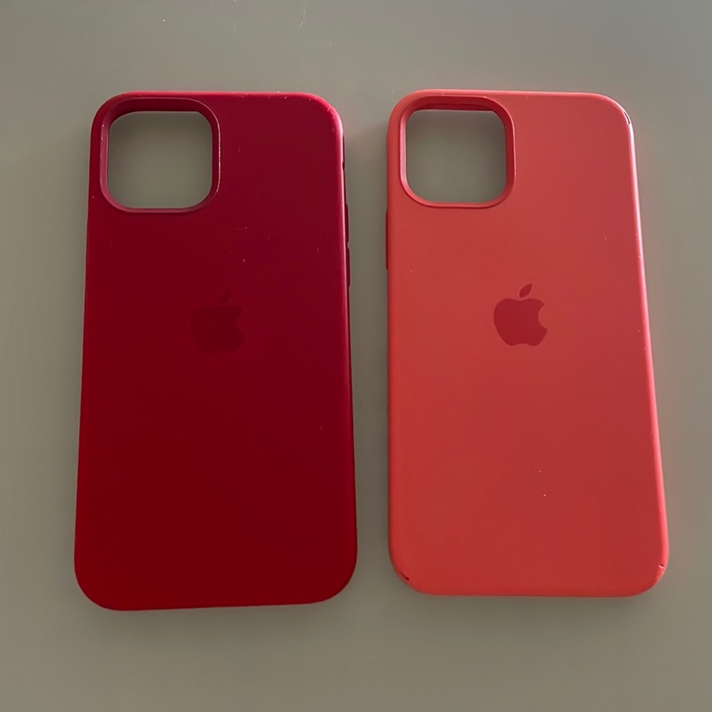 Bundle of 2 original iPhone 12 cases. Coral and red